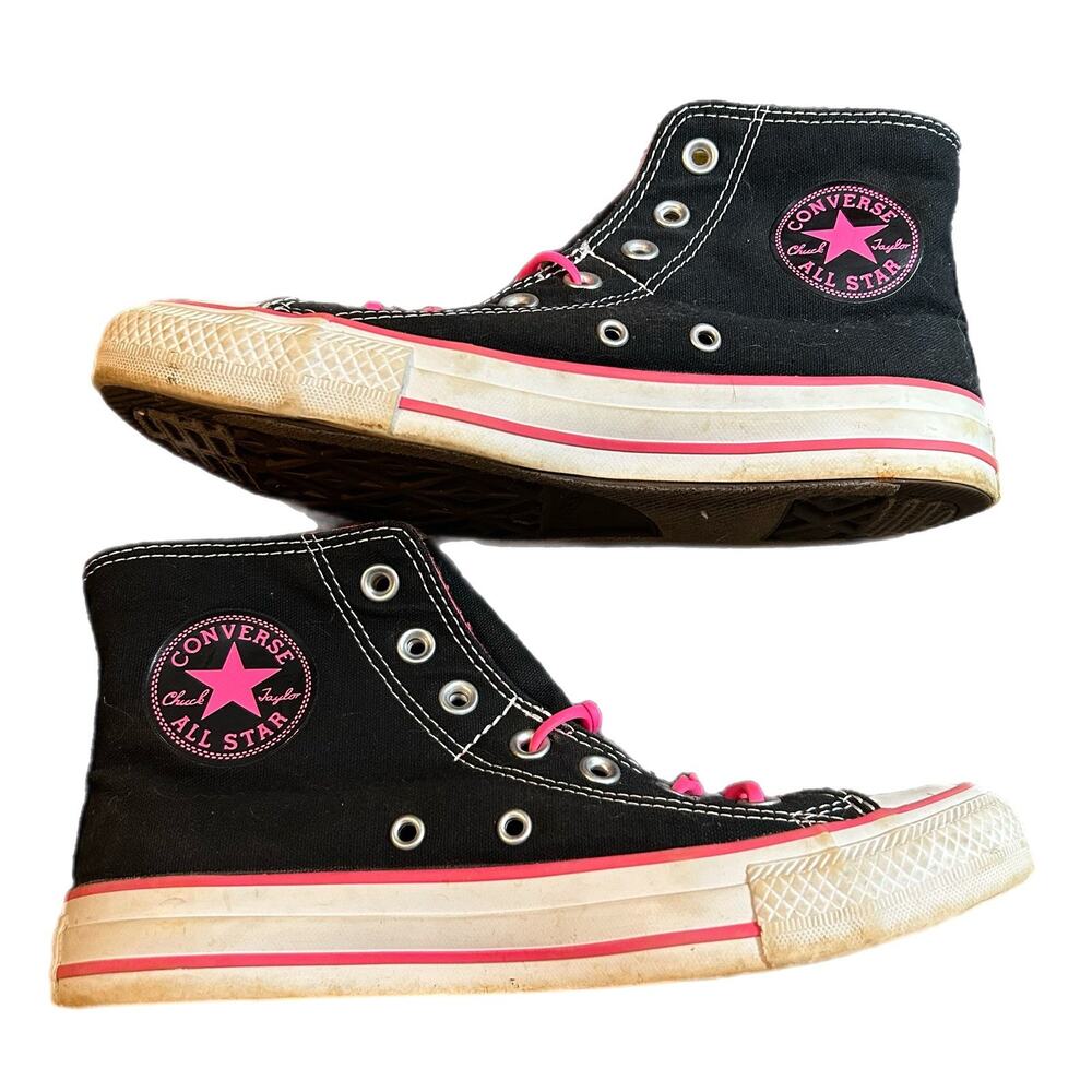 Converse Chuck Taylor All Star Double Tongue High Top Black Neon Hot Pink Yellow